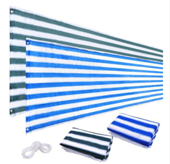 Blue and white 3 x 164 Balcony Privacy Screen Cover |Shoiwn fence covering for SunShine Protection Blue/White strips Multiple Colors Available 